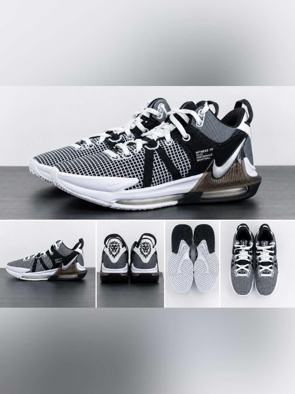Nike LeBron Witness 7 Basketball Shoes White Black Metallic Silver